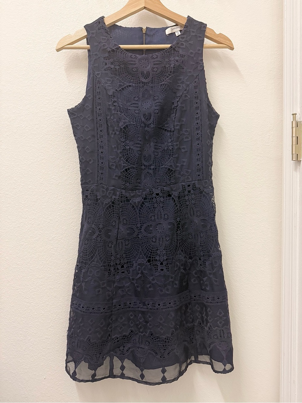 Lavender Brown Navy Blue Lace Crochet Sleeveless Dress